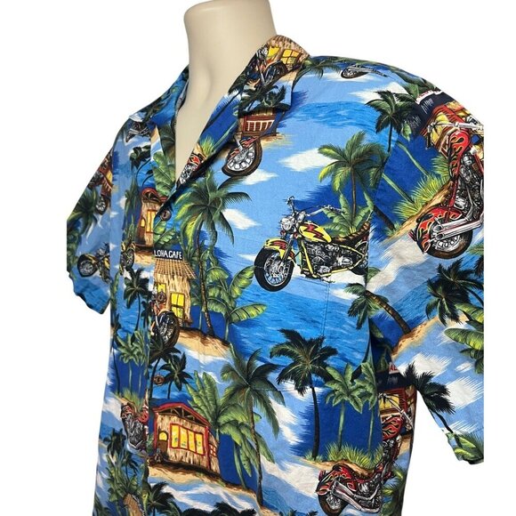 Aloha Republic Vintage Hawaiian Tiki Button Shirt Large Pocket All Over Print - Picture 5 of 9